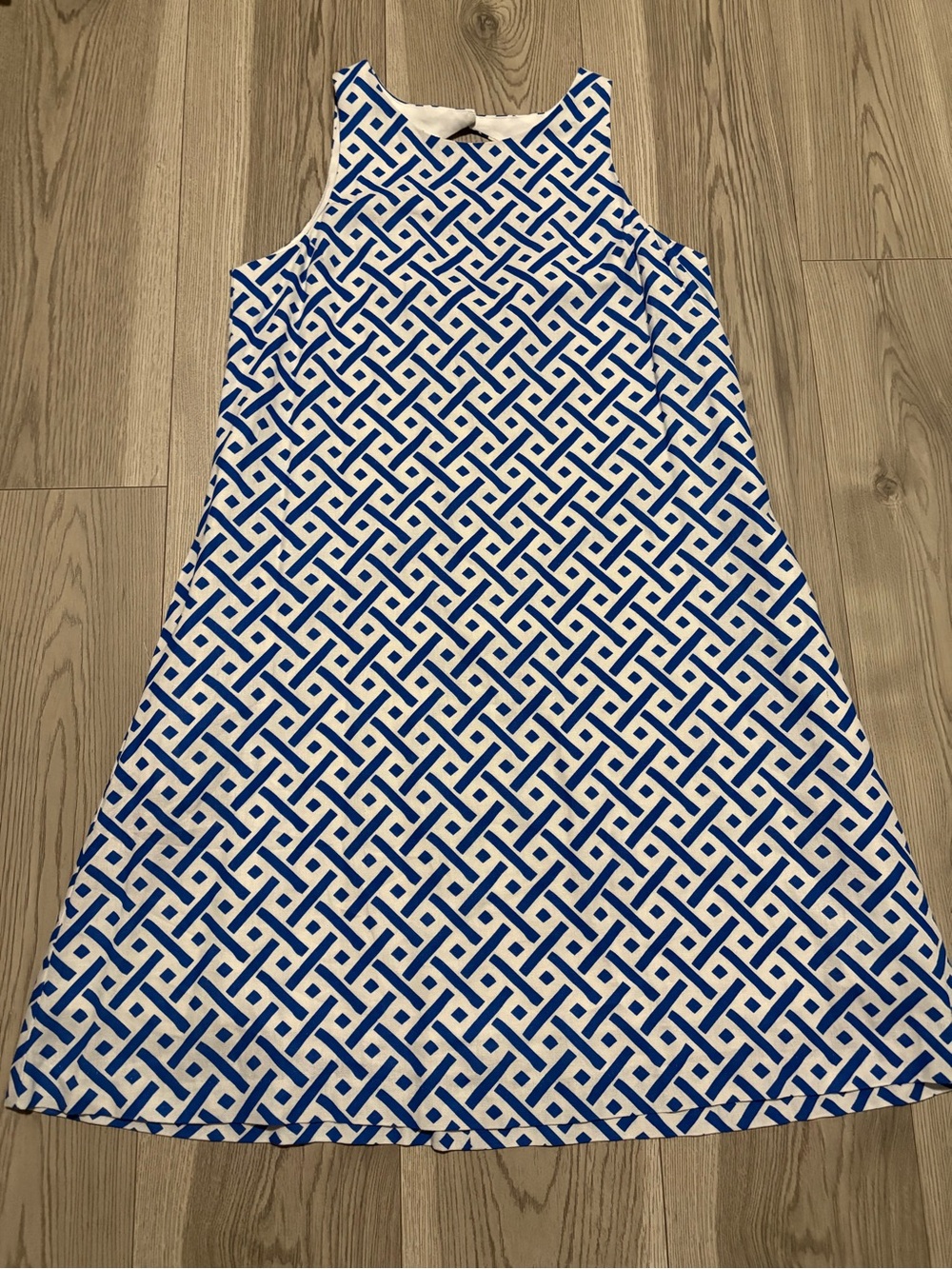 Maia Blue and White Linen Blend Dress Size 6